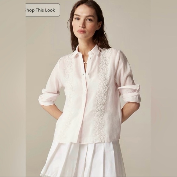 J. Crew Tops - J.Crew Collection beaded button-up shirt in ramie